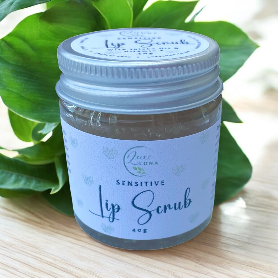 Sensitive Natural Lip Scrub - 40g Glass Jar (Fragrance Free)