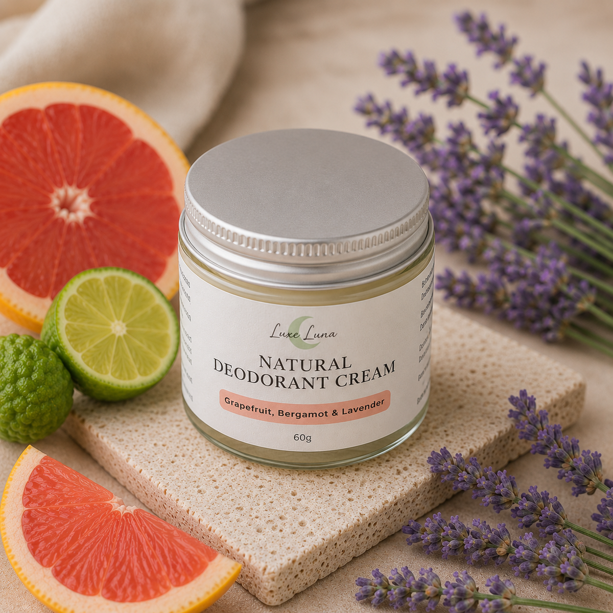 Natural Deodorant Cream - Grapefruit, Bergamot & Lavender
