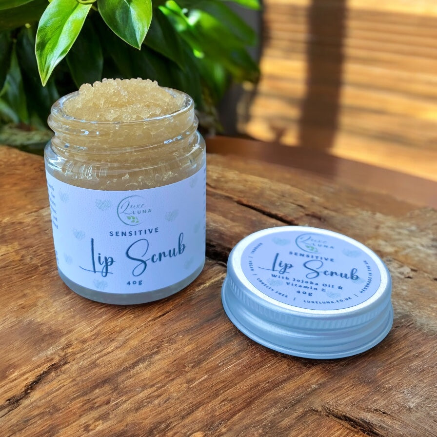 Sensitive Natural Lip Scrub - 40g Glass Jar (Fragrance Free)