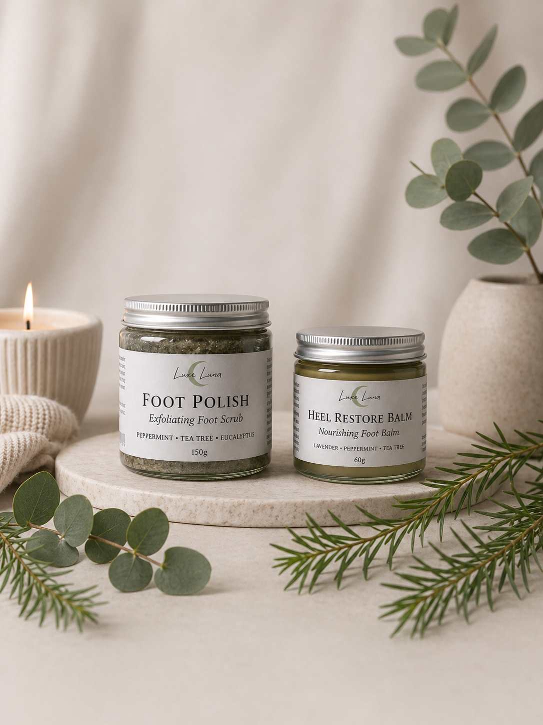 Foot Care Set for Dry Feet & Rough Heels | Exfoliating Scrub & Heel Balm