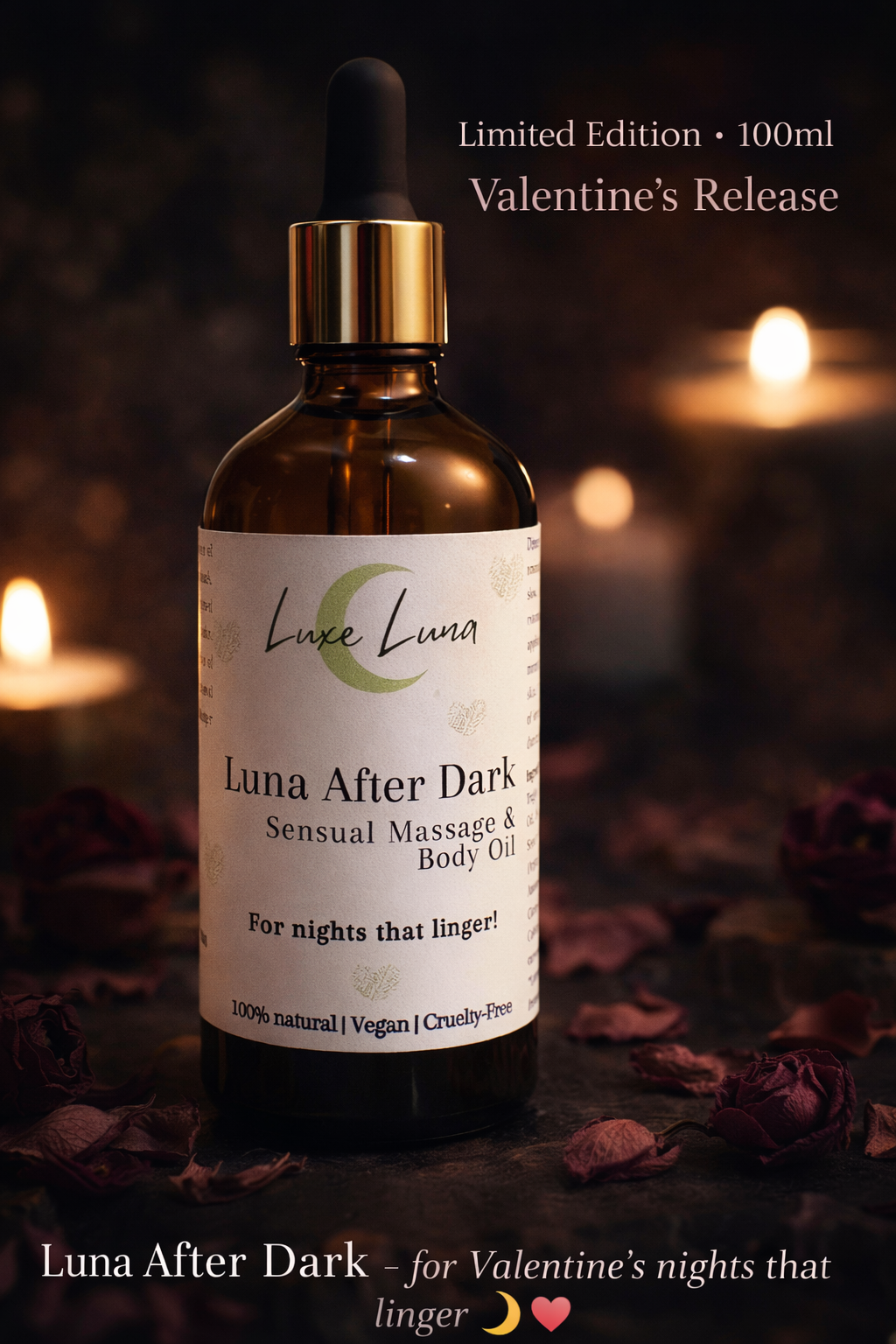 Luna After Dark – Sensual Massage & Body Oil with cedarwood, sweet orange & patchouli - Limited Edition