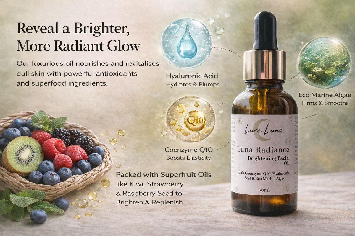 Brightening Facial Oil for Glowing Skin | Vegan Botanical Face Oil | Luna Radiance