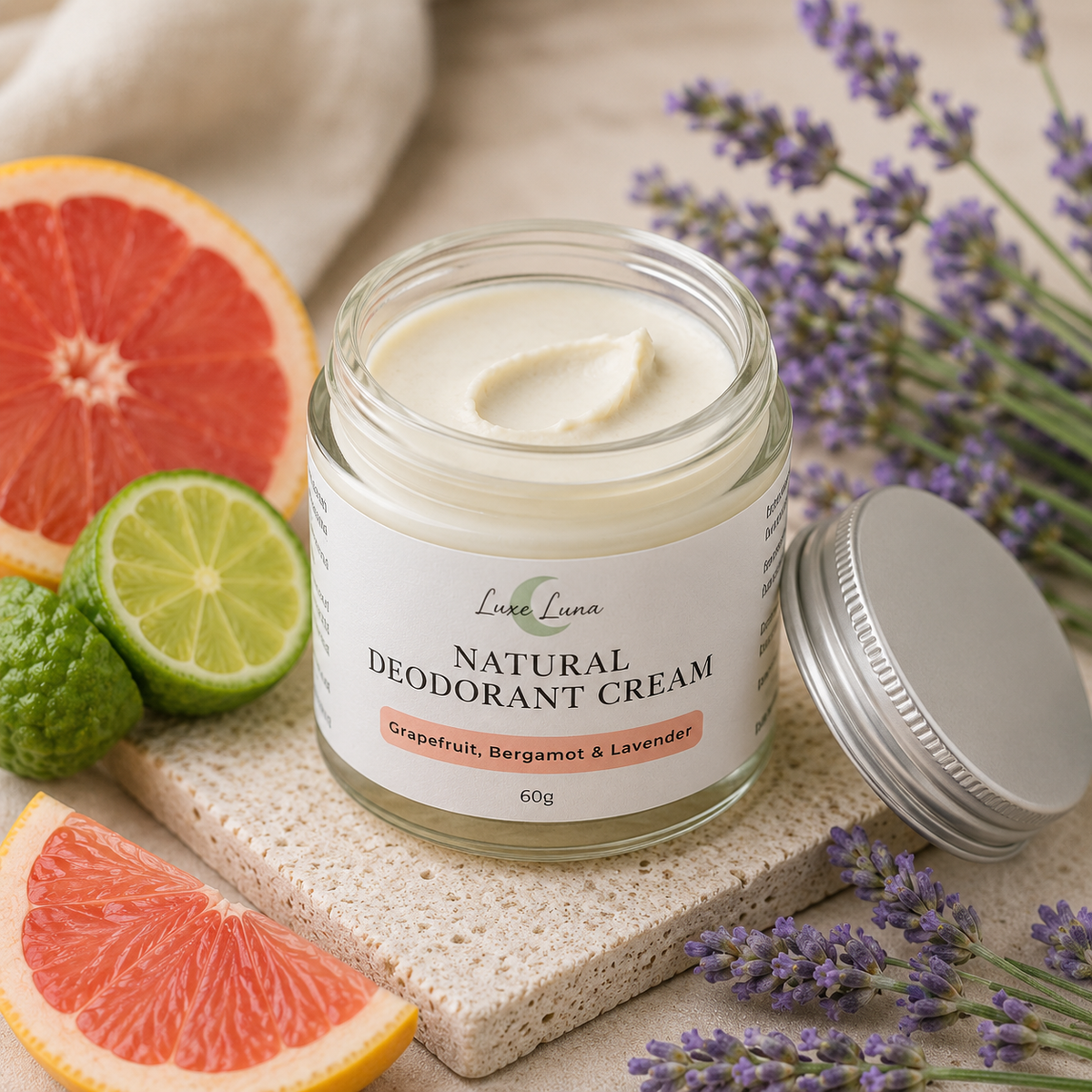 Natural Deodorant Cream - Grapefruit, Bergamot & Lavender