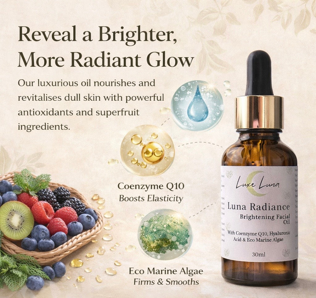 Brightening Facial Oil for Glowing Skin | Vegan Botanical Face Oil | Luna Radiance