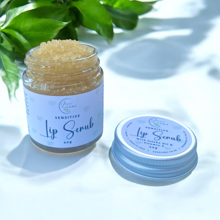 Sensitive Natural Lip Scrub - 40g Glass Jar (Fragrance Free)