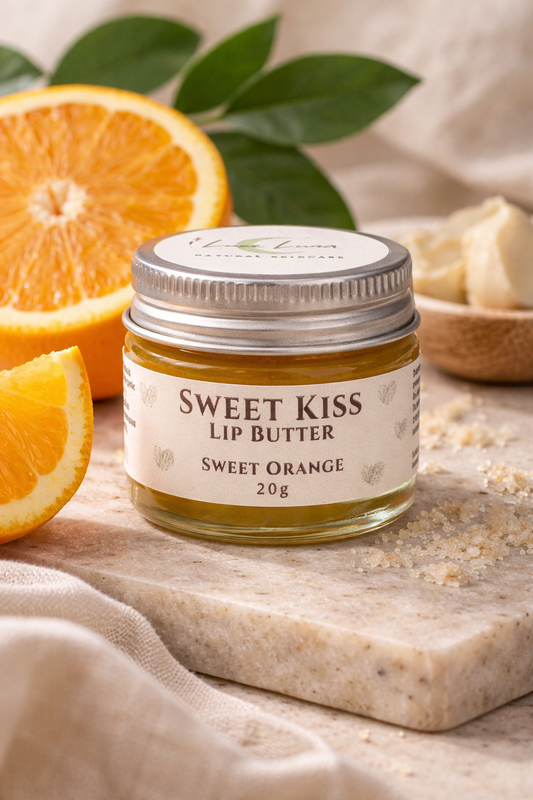 Sweet Kiss Lip Butter (Sweet Orange) – Natural Lip Balm | Vegan, Plastic-Free | 20g Glass Jar