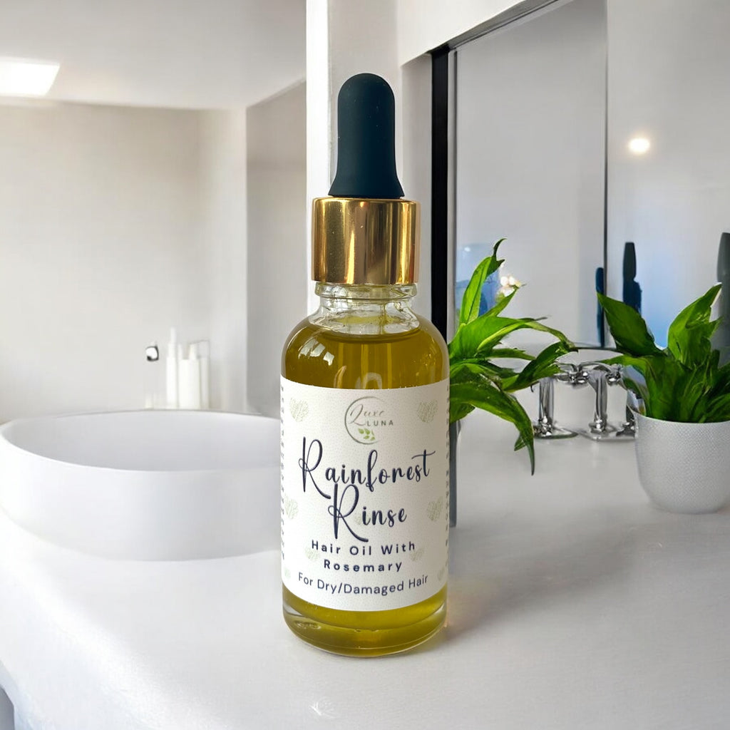 Hydrating Natural Hair Oil with rosemary Oil for Dry/Damaged, Curly or Frizzy Hair - Rainforest Rinse