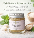 Cool Kiss Lip Scrub (Peppermint) – Natural Sugar Lip Exfoliator | Vegan, Plastic-Free | 30g Glass Jar