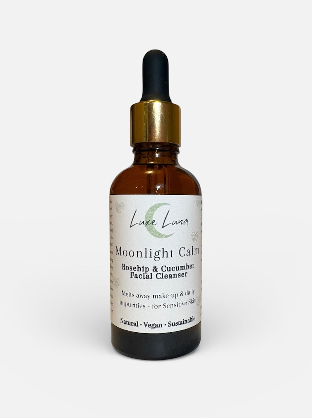 Moonlight Calm – Rosehip & Cucumber Cleansing Oil - Gentle, Natural Facial Cleanser for Sensitive Skin