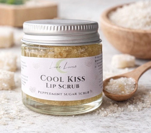 Cool Kiss Lip Scrub (Peppermint) – Natural Sugar Lip Exfoliator | Vegan, Plastic-Free | 30g Glass Jar