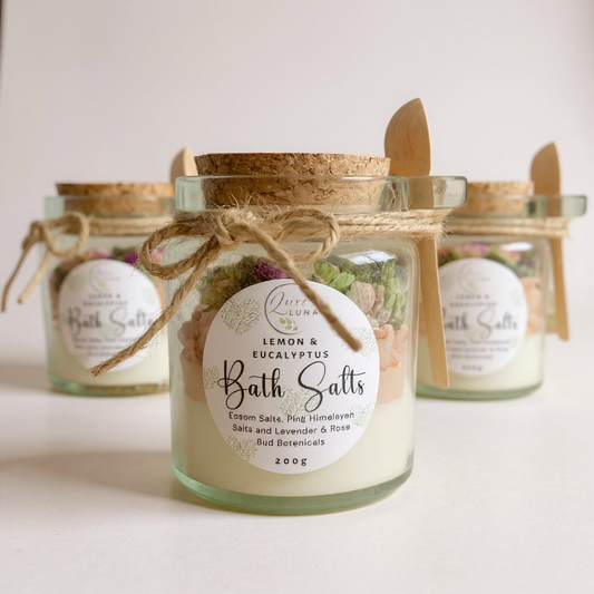 Luxury Layered Bath Salts – Lavender & Rose | Epsom & Pink Himalayan with Lemon & Eucalyptus