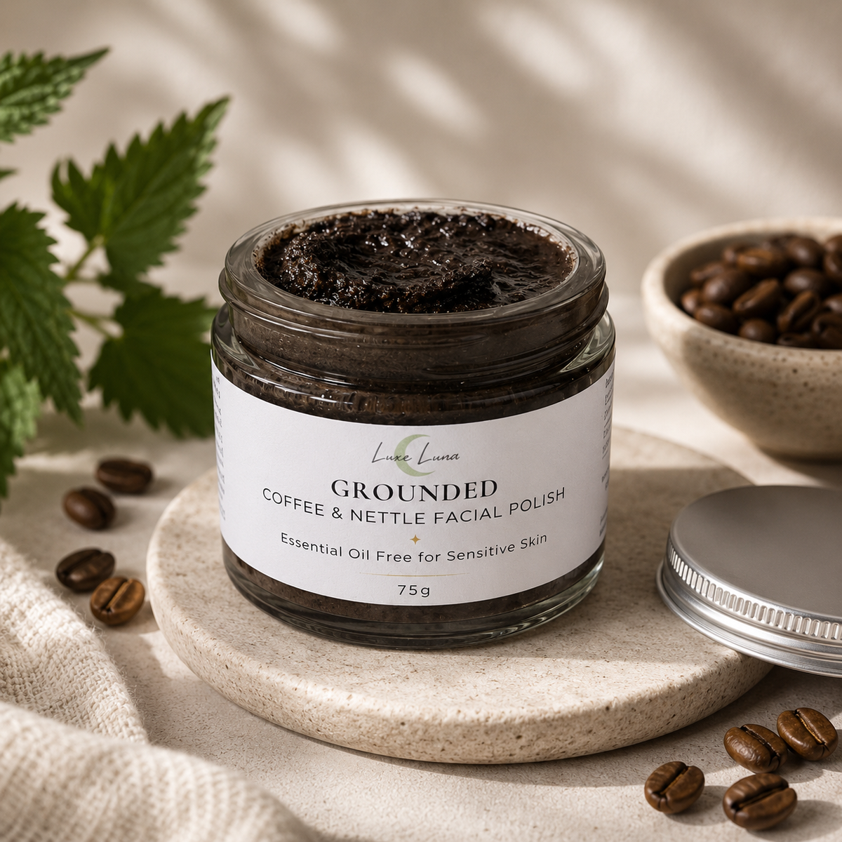 Coffee & Nettle Facial Polish / Scrub for Sensitive Skin | Fragrance Free