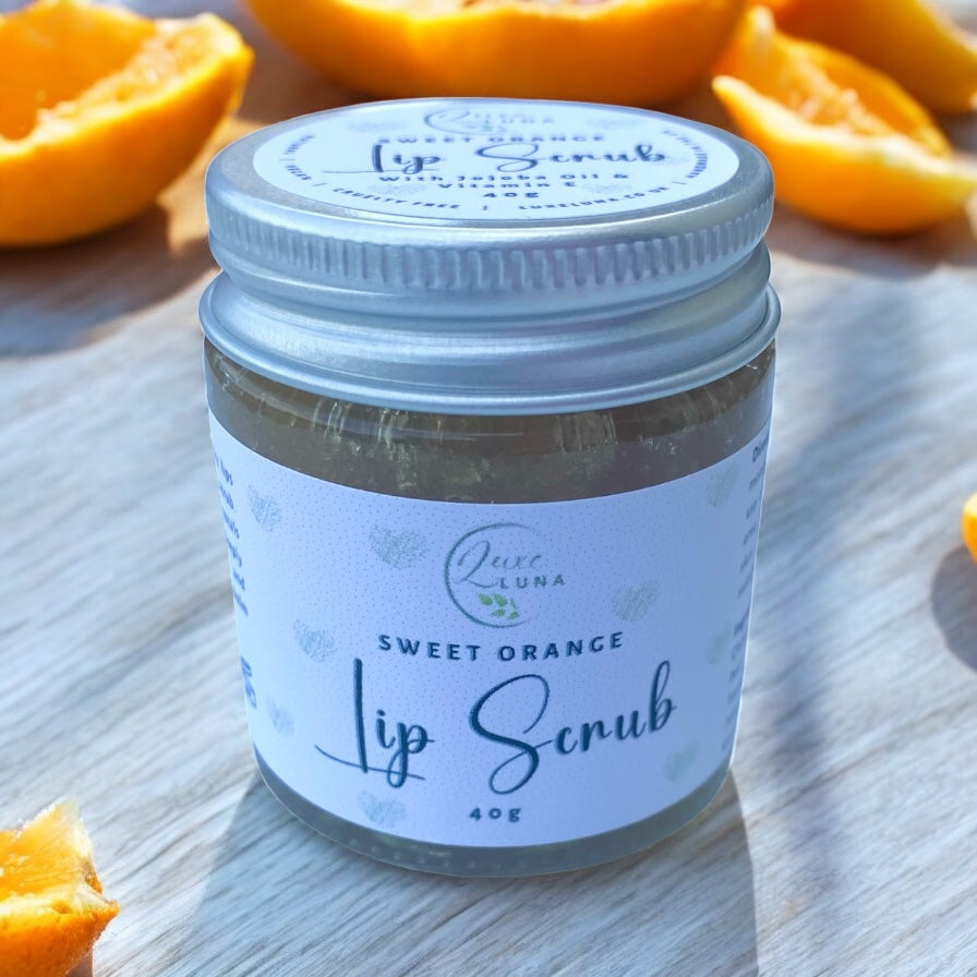 Sweet Orange Natural Lip Scrub - 40g Glass Jar
