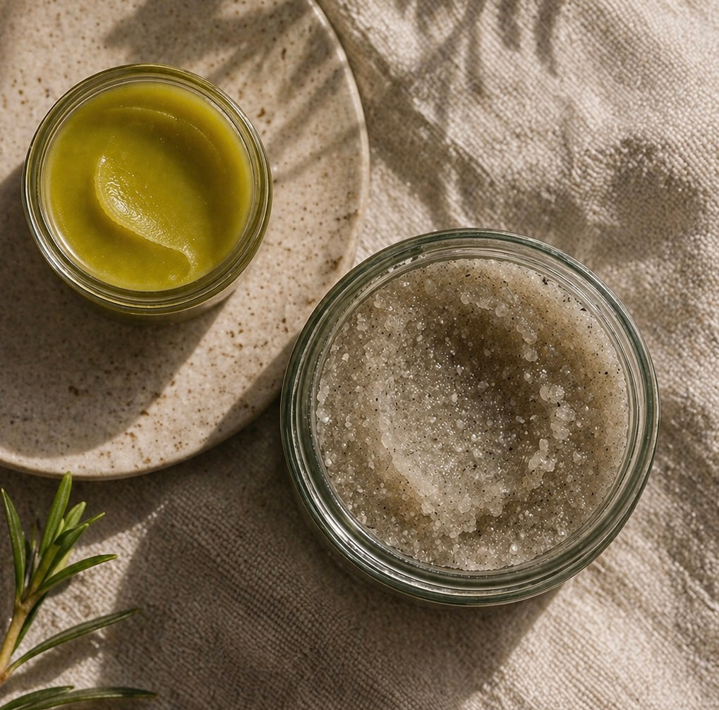 Foot Care Set for Dry Feet & Rough Heels | Exfoliating Scrub & Heel Balm